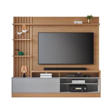 Imagem de Estante Home Maceio 2,00m para TV com Led Freijo/Cinza Fosco - Colibri