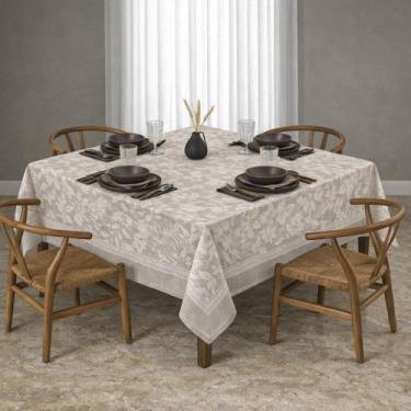 Imagem de Toalha de Mesa Floral Bege Quadrada 4 Lugares Alana Dohler - Döhler