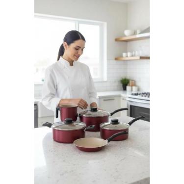 Imagem de Jogo Panelas Antiaderente Vermelho 5 Peças Cozinha - Congratulations S