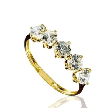 Imagem de Anel meia aliança de ouro 18k Pedras 3,5 mm - Elegancy, 24