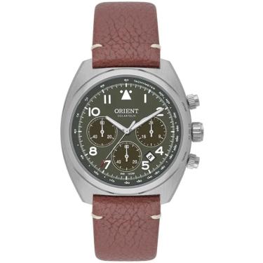 Imagem de Relógio Masculino Orient Cronógrafo Solartech Original MBSCC069E2NX Pulseira Couro Marr...