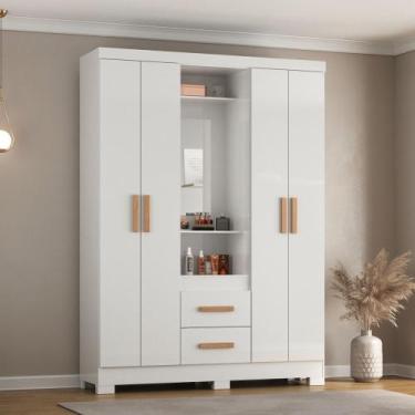 Imagem de Guarda-Roupa Atualle Capelinha 4 Portas 2 Gavetas com Espelho Branco/R