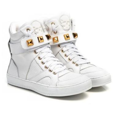 Imagem de Tênis Hardcore Cano Alto Feminino Academia Sola Reta Em Couro 10100, B