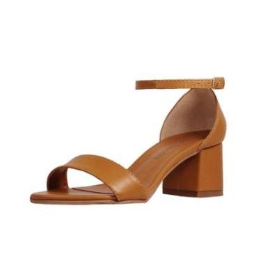 Imagem de Sandália Salto Baixo Grosso Luiza Sobreira Caramelo-Feminino