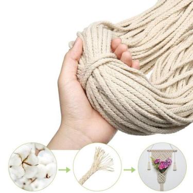 Imagem de Corda Cordão Fio 5mm Cru Algodão 50m Macramê Artesanato - aliança