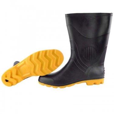 Imagem de Bota pvc p.forte s/forro preta sola amarela 40 grendene