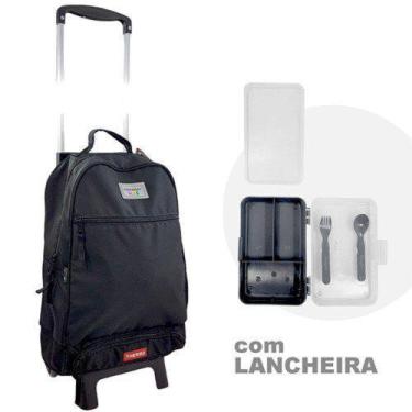Imagem de Mochila com rodinha container kids thermo preta com lancheira e marmit