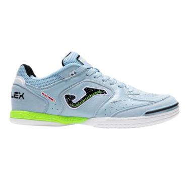 Imagem de Tênis Chuteira Futsal Joma Top Flex Couro Profissional, Azul, Celeste,