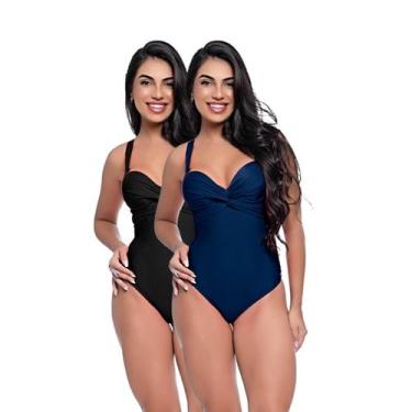 Imagem de Kit Maiô Feminino Bojo Fixo Transpassado Levanta Busto Praia - HYPE MO