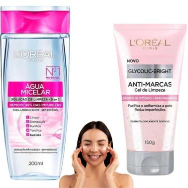 Imagem de Kit Glycolic Bright Água Micelar Gel de Limpeza Facial Gloss Loreal Pa