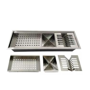 Imagem de Calha Canal Organizador Escorredor Embutir Aço Inox 60cm Stillus Home,