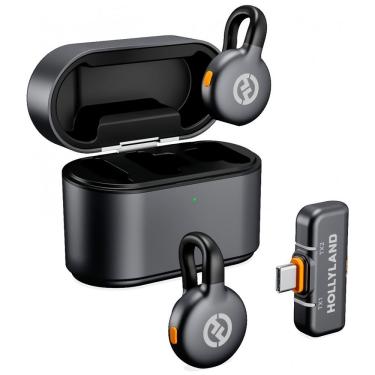 Imagem de Microfone sem Fio Lark M2S Lavalier Duo Wireless com Transmissão 2.4GHz e Alcance 100 Metros Cinza Hollyland