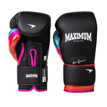 Imagem de Luva Boxe Muay Thai Profissional Cor PRO Preto e Azul Maximum Pro Séri