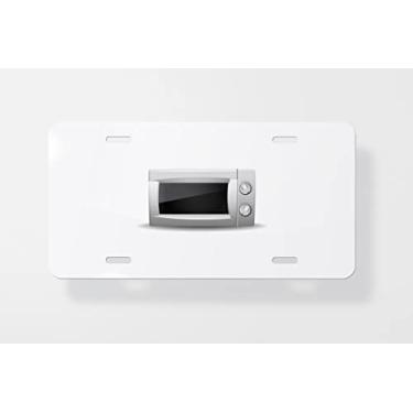Imagem de Forno de micro-ondas isolado na tampa branca da placa de licença - Capa de placa de carro nova para carro - Capa de moldura da placa de carro 15 x 30 cm