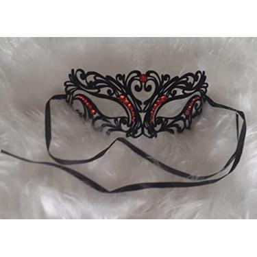 Imagem de Mascara Festa Luxo Baile Heart Preto com Vermelho