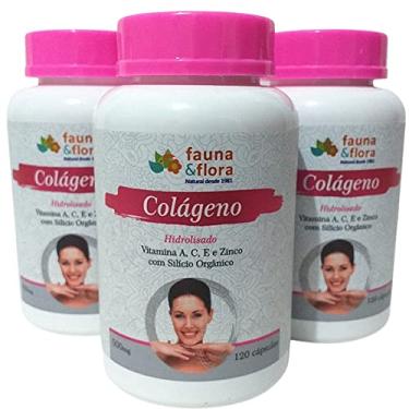 Imagem de Colágeno Hidrolisado com Vitamina C e Silício Orgânico 120 caps Fauna & Flora - Kit 3 Frascos