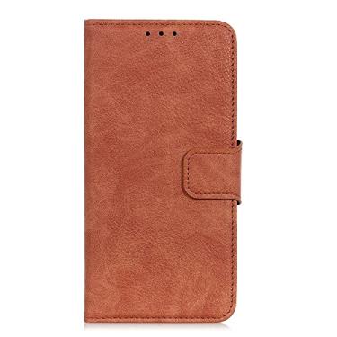 Imagem de Capa carteira para Google Pixel 6/6 Pro, suporte de cartão de couro premium, suporte para dinheiro, capa flip magnética à prova de choque, marrom, pixel 6 de 6,4 polegadas