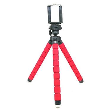 Imagem de Tripé Flexível Almofadado para Fotografia com Clipe Ajustável para Smartphone/Vermelho