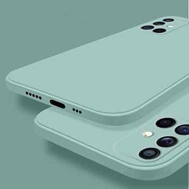 Imagem de para capa de silicone líquido quadrado original para samsung galaxy s21 s20 s22 ultra plus fe a72 a71 a70 a52 a51 a50 a42 a32 4g 5g capa, cor ciano claro, para samsung s21 plus