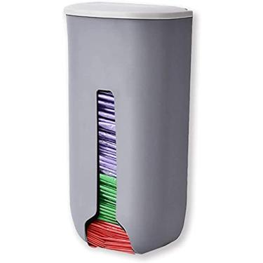 Imagem de Suporte de saco de plástico para sacolas de mercearia – Saco de lixo de pendurar com capas de armazenamento para cozinha, (cinza)