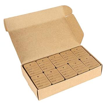 Imagem de G2PLUS Etiquetas de preço de 1000 peças, etiquetas de papel kraft de 4,9 x 3,5 cm, etiqueta de cupom, etiqueta de marcação não amarrada com embalagem de caixa requintada para vendas de garagem,