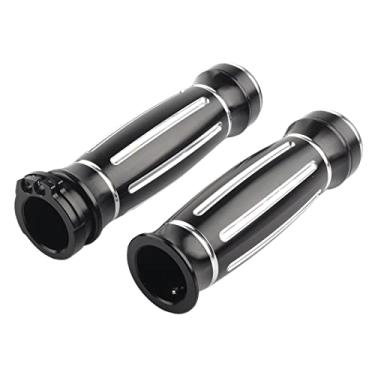Imagem de FINMOKAL Punhos De Guidão De 1" Com Corte Preto Para Harley Dyna Touring Sportster Xl 883 1200