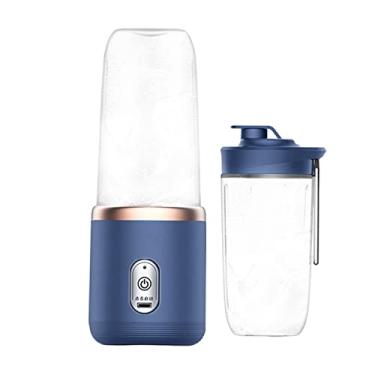Imagem de Generic 400ml Liquidificador Portátil Máquina de Espremedor Copo de Espremedor 6 Lâminas Smoothie Liquidificador USB Multifuncional para, Azul