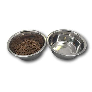 Imagem de Top Dog Chews Conjunto de tigela de aço inoxidável para cães, 20,32 cm grande, 8 xícaras, 1,80 oz/2 litro Sem adesivos para remover.