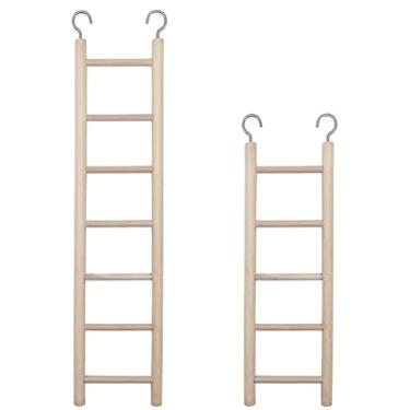 Imagem de Escada de madeira para pássaros, escadas de madeira, escada de madeira para gaiolas de pássaros, brinquedo de escalada, brinquedo básico (5 e 7 degraus)