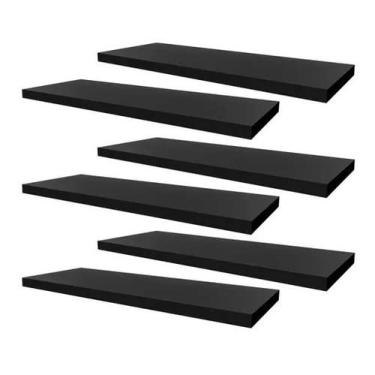 Imagem de Kit 6 Prateleiras Mdf 45x20 Preto Nicho Livros Revista