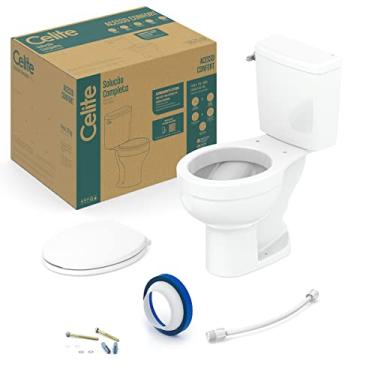 Imagem de Kit Vaso Sanitário com Caixa Acoplada com acionamento lateral e Assento Soft Close com abertura Acesso Confort Celite