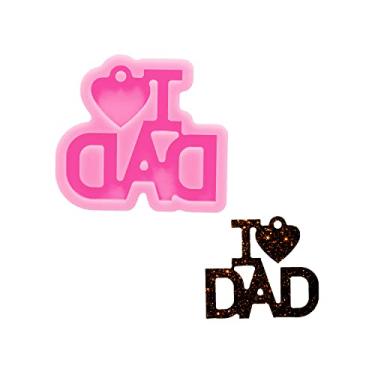 Imagem de Moldes de chaveiro de silicone super brilhantes I Love Dad, molde de resina para chaveiro faça você mesmo encantos fabricação de joias, artesanato de resina epóxi molde de fundição para presente de dia dos pais molde de bolo de fondant