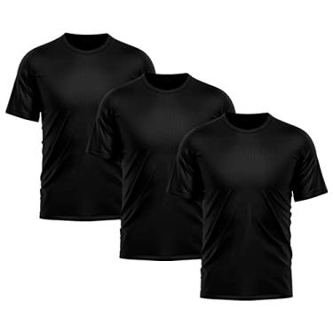 Imagem de Kit 3 Camisetas Masculina Dry Fit Manga Curta Treino Academia Ciclismo Bike Blusa Térmica Proteção Solar UV, Tamanho M