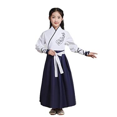 Imagem de Yajun Tang Dynasty Hanfu vestido de festa uniforme desempenho palco roupas para 3-14 anos fantasias de dança tradicionais chinesas, preto, 120 cm