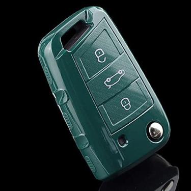 Imagem de YJADHU Capa de capa de chave de carro em TPU, apto para Volkswagen VW Golf 7 3 4 5 6 6r mk7 Skoda Octavia A7 polo 9n mk4 passat b5 b6 b7 b8 bora Tiguan, verde