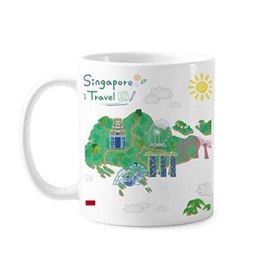 Imagem de Mapa de viagem de Singapura Art Deco presente caneca moderna cerâmica xícara de café porcelana louça