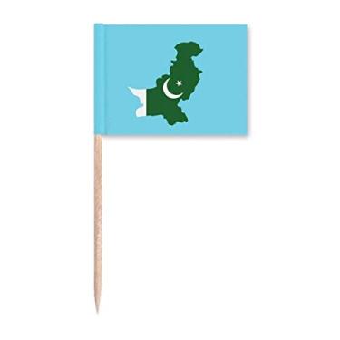 Imagem de Placa de mapa do Paquistão Bandeira Nacional Palito de Dentes de País Marcador Topper Decoração de Festa