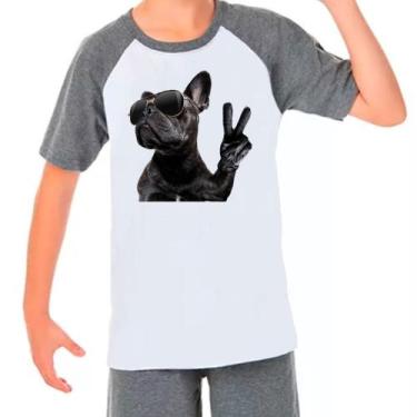 Imagem de Camiseta Raglan Buldogue Francês Pet Dog Cinza Branco Inf06 - Design C