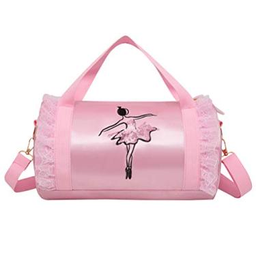 Imagem de Bolsa de dança de ombro para , bolsa de balé de renda, bolsa de mensageiro para bailarina dançarina (fio curto rosa)