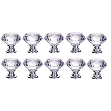 Imagem de Puxadores de armário NVTE, puxadores de gaveta, puxador de gaveta de vidro em forma de diamante, puxador de puxador, maçaneta de cozinha, porta de cozinha, guarda-roupa