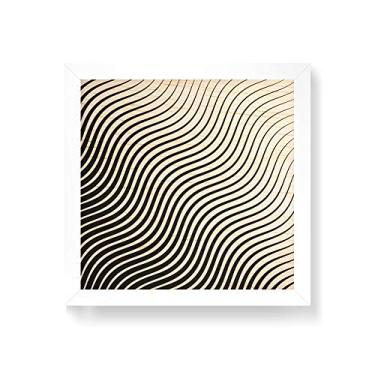 Imagem de Arte Maníacos Quadro decorativo com moldura caixa branca em Madeira - Optical Linhas Ondas - 30x30cm