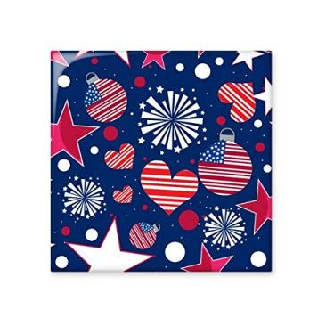 Imagem de Bandeira dos EUA Amor Coração Estrelas Festival Cerâmica Azulejo Brilhante Decalque Pedra Adorna Tijolo Vitrificado