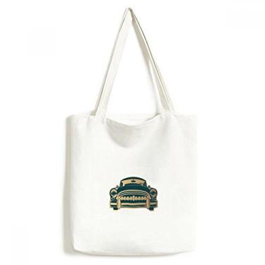 Imagem de Sacola de lona verde clássica com desenho de carros, bolsa de compras casual