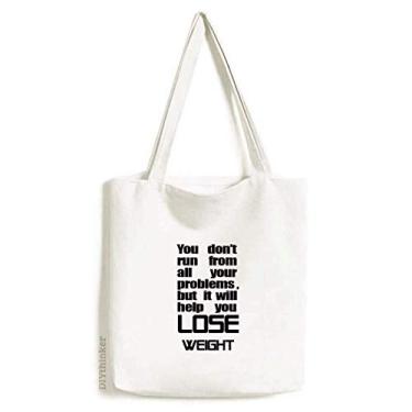 Imagem de Lose Weight Slogan inglês letra preta, bolsa de compras, bolsa casual