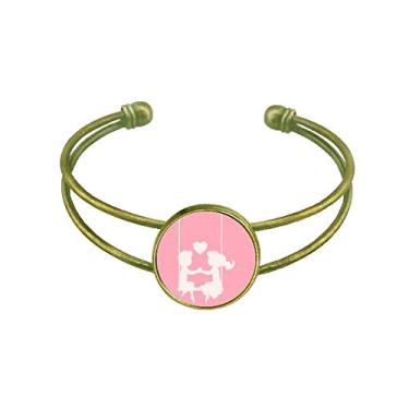 Imagem de Pulseira rosa para meninos e meninas Dia dos Namorados Bracelete retrô com punho aberto