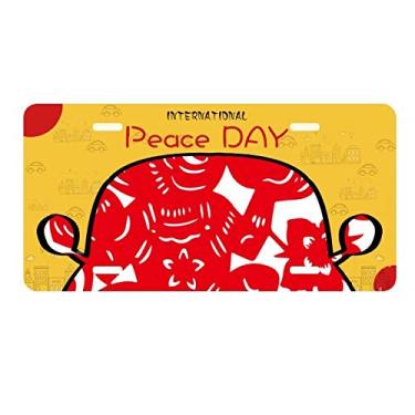 Imagem de DIYthinker Placa de licença com estampa de macaco do zodíaco, flores chinesas, decoração de carro, dia da paz