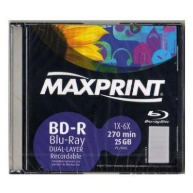 Imagem de Blu Ray BD-R 25GB 6x - Dual Layer - Box Slim - Unidade - MaxPrint 505280