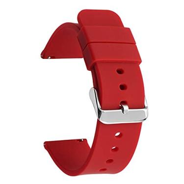 Imagem de MEGIR Pulseiras de relógio impermeáveis – Pulseiras de relógio de silicone macio de liberação rápida para homens e mulheres – Escolha cores e largura – 16 mm, 18 mm, 20 mm, 22 mm, 24 mm, 2020, Vermelho, 18MM