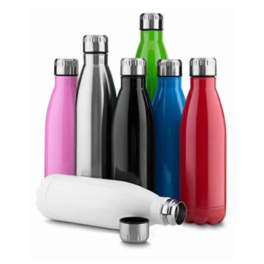 Imagem de Garrafa De Água Portatil Inox Térmica Squeeze Com Camada Dupla Para Academia Esporte 500 ML Quente Frio Diversas Cores (Preto)