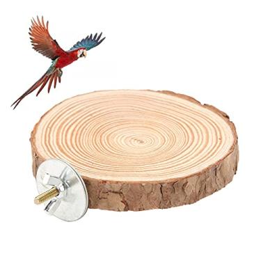 Imagem de Round Wooden Springboard Parrot Perches Stand Toy Bird Parrot Perch Platform for Small Parakeets Cockatiels Hamster(6cm)